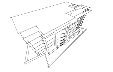 Architectural 3d drawing vector illustration