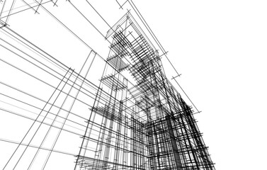 Architectural 3d drawing vector illustration