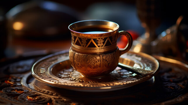 Turkish coffee served in fildzan- authentic Turkish coffee cup
