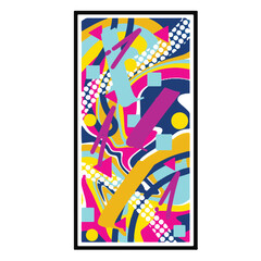 Abstract themed vector handwritten drawings with bright and colorful design art illustration style