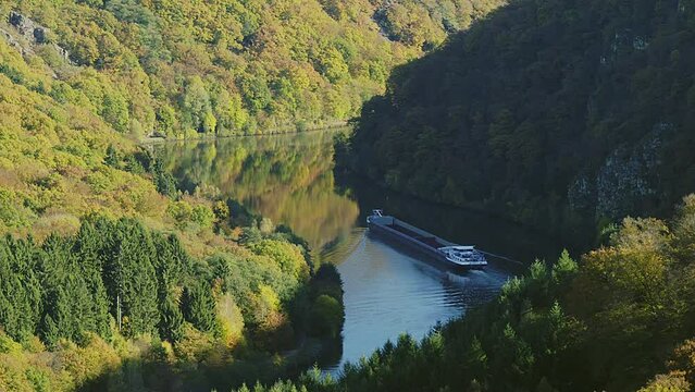 Saar loop at Cloef. A famous view point. Saarschleife, Cloef, Germany, Europe