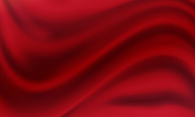 Background of red fabric with several folds. - Vector.