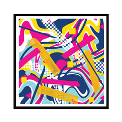 Abstract themed vector handwritten drawings with bright and colorful design art illustration style