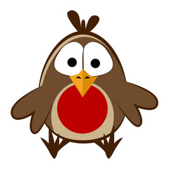 Funny little bullfinch. In cartoon style New Years bird. SVG flat illustration.