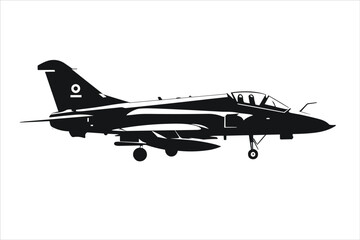 Fototapeta na wymiar black silhouette of a jet fighter, fighter aircraft silhouette, the silhouette of an airplane the plane, airplane, aircraft, jet, travel, fly, air, transportation, transport, flight, fighter, flying