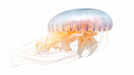 Australian spotted Jellyfish floating in the water isolated on white background