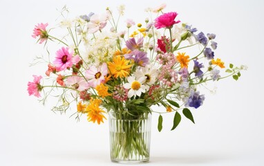 Freshly Picked Wildflowers with white background