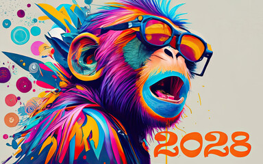 2028 Monkey year theme with Generative AI.