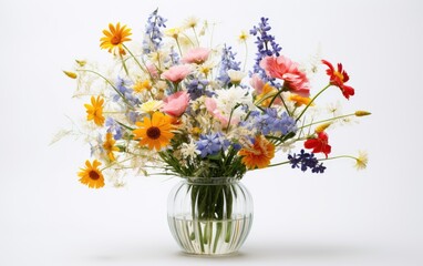Wildflowers in a Vase with white background