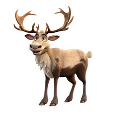 3d drawing of a reindeer on a cutout PNG transparent background