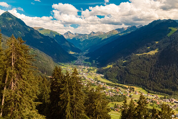 Fototapeta na wymiar Alpine summer view at Mount Kreuzjoch, Schruns, Bludenz, Montafon, Sylvretta, Vorarlberg, Austria
