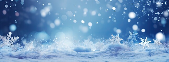 blue christmas snowy background - obrazy, fototapety, plakaty