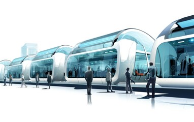 Fototapeta na wymiar Modern Commuters in the Futuristic Hub