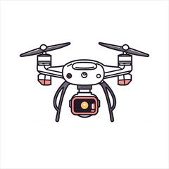 Drone icon logo template of flying drone with action camera vector illustration