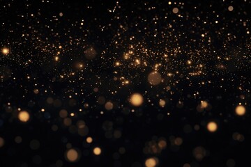 Background of white and yellow sequins on a black background, outer space - obrazy, fototapety, plakaty
