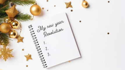 Fototapeta na wymiar Hand write down 2024 new year resolution on blank notebook.