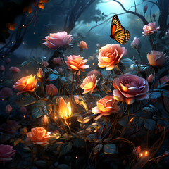 butterfly flower rose