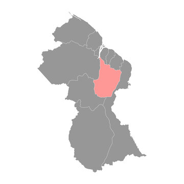 Upper Demerara Berbice region map, administrative division of Guyana. Vector illustration.