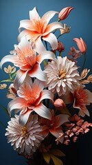 Set of flowers on background. Cutout plants for garden design or landscaping. Floral flower illustration. Generative AI