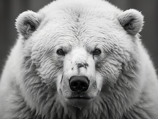 White sad polar bear nearing extinction