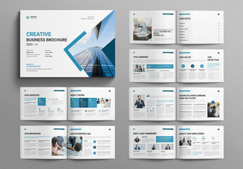 Business Brochure Layout with Turquoise Accents Landscape