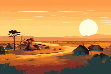 Mozambique flat art landscape illustration