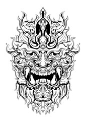 Devil mask with hand drawn style free vector premium