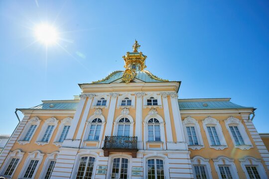 PETERHOF, Russia - May 29, 2021: Grand Peterhof Palace. Architecture of the 18th century