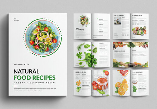 Natural Food Recipe Book Cookbook Design Layout Brochure Template