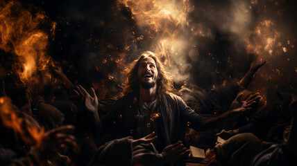 Resurrection of Jesus Christ as a religious miracle - obrazy, fototapety, plakaty