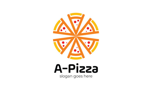 Pizza logo eatery fast food italian branding meal cook creative icon and minimalist design