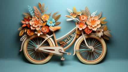 Fotobehang artistic bicycle with flowers made of paper © senadesign