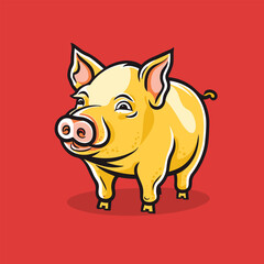 Pig, pork. Vintage logo icon template, retro print, poster for Butchery meat business, farmer shop. Vector