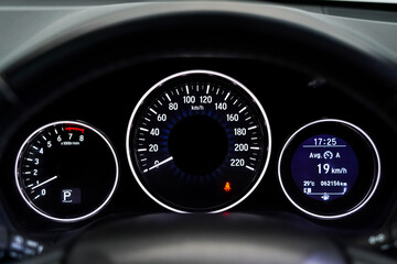 car​ instrument panel, car​ speed motor of​ night, car​ dashboard​ modern​ automobile...