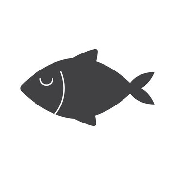 Fish icon, seafood or farm water animal isolated flat design vector illustration