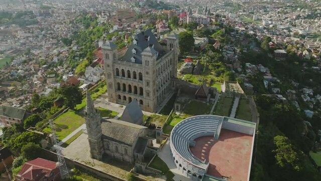 Long shot of Rova - historical palace of kings on the hill in Antananarivo - Madagascar