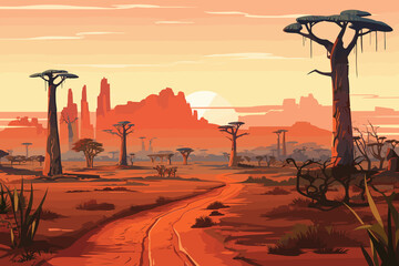 Madagascar flat art landscape illustration