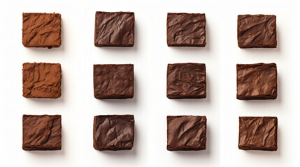 Set of chocolate brownie pieces