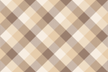 Autumn Plaid patten horizontal background. Vector checkered brown and beige plaid textured wallpaper. Traditional diagonal fabric print. Flannel fall plaid texture for fashion, print, design