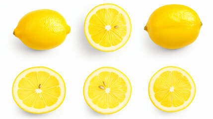 Set of fresh sliced lemon