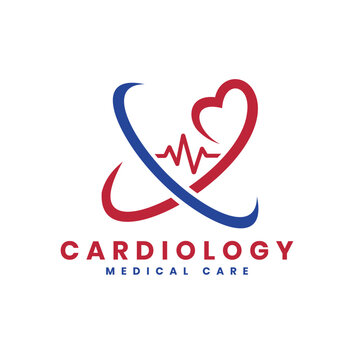 Cardiology medical care logo design for healthcare services