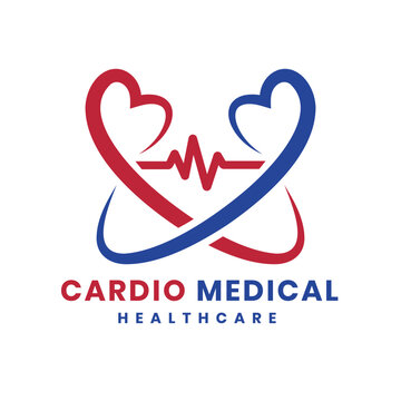 Cardiology Logo design heart rate for medical and health care service