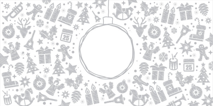 Weihnachtsdekor banner silber - Vektor Illustration auf weissem Hintergrund