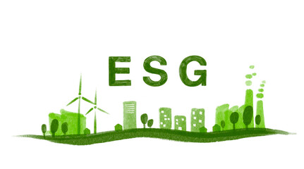 ESG concept for business and organization, environment, society, governance and sustainable development concept with Venn diagram, drawing, vector illustration