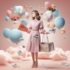 girl with balloons (Generative AI)