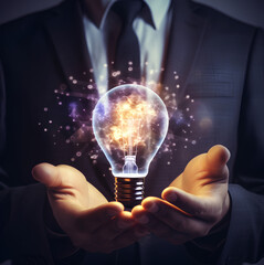 light bulb in hand (Generative AI)