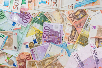 money from European Union, different value, exchange conept