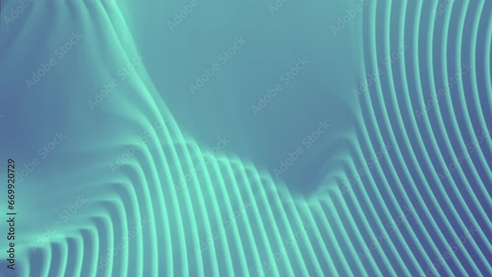 Fototapete Neon wavy pattern of curving lines. 3d rendering digital animation background