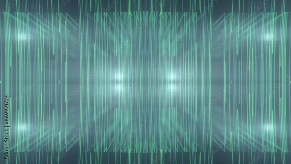 Aufkleber Green moving light lines on dark. 3d rendering loop animation HD