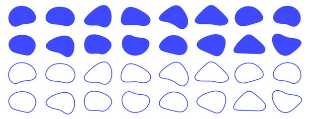 Fototapeta premium Amoeba, irregular blob shape vector illustration set